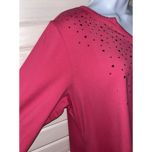 Quacker Factory Sz LARGE Pink Studded Sparkle Trapeze Hem Tunic Cottony EUC - Picture 4 of 9
